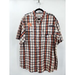 Columbia Super Bonehead Auburn Tigers Plaid Fishing‎ Shirt Mens Large
